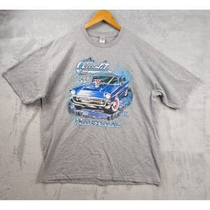 Vintage Shirt Men XL Crew Tee Gray 57 Chevrolet Nomad Wagon 90s Cal Cru USA Made